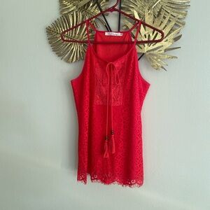 Solitaire Red Lace Sleeveless Top